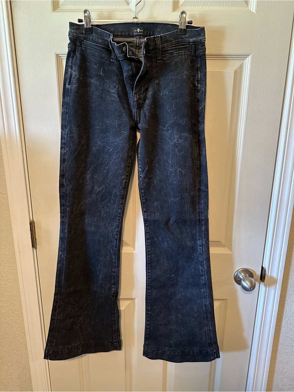 7 For All Mankind Dojo Black Washed Flare Jeans